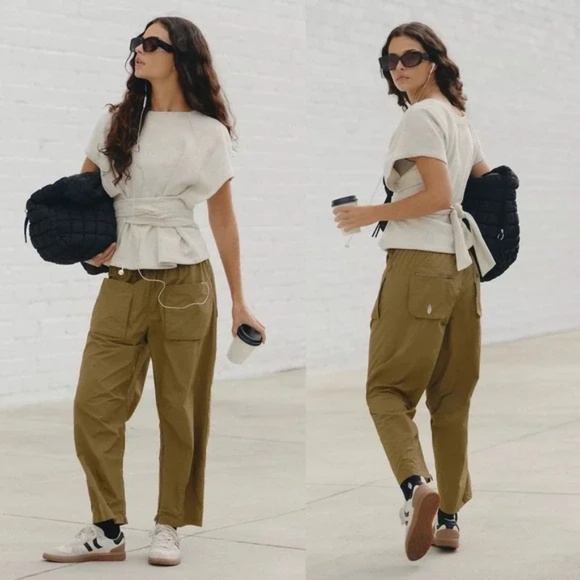 Free People FP Movement Fly By Night Pants Olive Green Size Medium - Picture 1 of 8